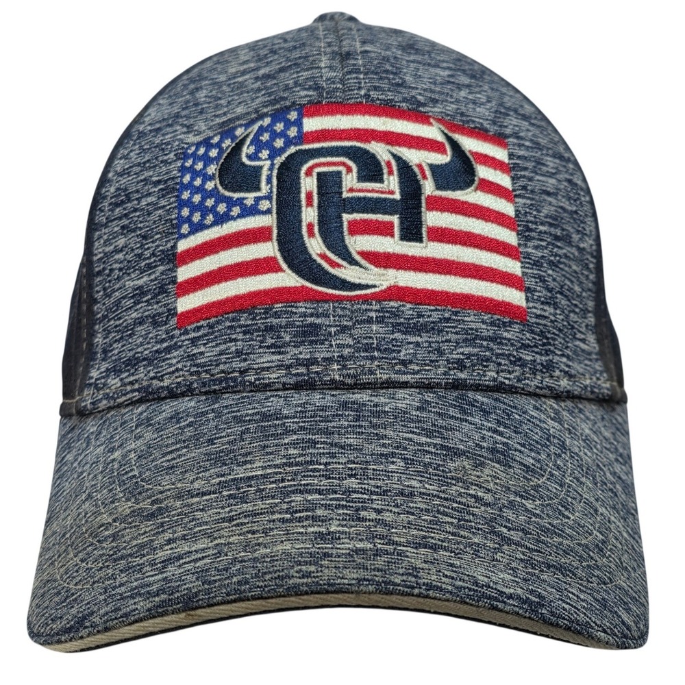 Cowboy Hardware Mens Navy Heather Grey American Flag Bull Snapback Hat EST 1995